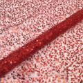 Tessuto da ricamo in pizzo paillettes rosso lucido